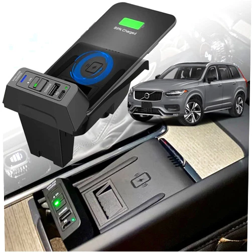 Singkin Wireless Car Charger for Volvo XC90 XC60 S90 S60 V90 V60 2017 2018 2019 2020 2021 2022, 15W Qi Fast Charging Phone Charger Pad for Volvo XC90/XC60/S90/S60/V90/V60 Hybrid SPA Accessories