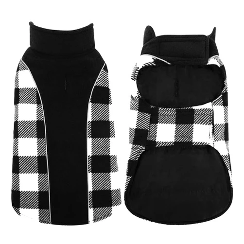 Kuoser Reversible Dog Coat, Warm Waterproof Dog Jacket, British Style Plaid Dog Winter Coats, Puppy Cold Weather Vest Windproof Outdoor Clothes Dog Snow Jackets for Small Dogs S
