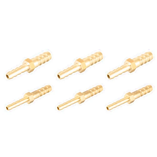 uxcell Straight Brass Barb Fitting Reducer, Fit Hose ID 6mm to 4mm, 8mm to 6mm, Total 6pcs