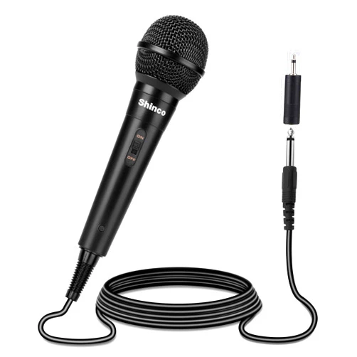 Shinco Handheld Mic, Cardioid Vocal Dynamic Microphone with 13ft Cable and ON/Off Switch, Plug-in Microphone for Karaoke Singing Machine, AMP, and Speaker