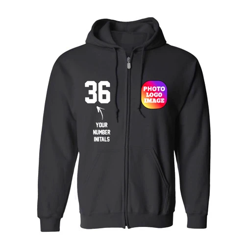 Customized Ville Custom Zip Up Hoodie - Add Your Team Logo and Number - Adult, Youth & Kids Sizes