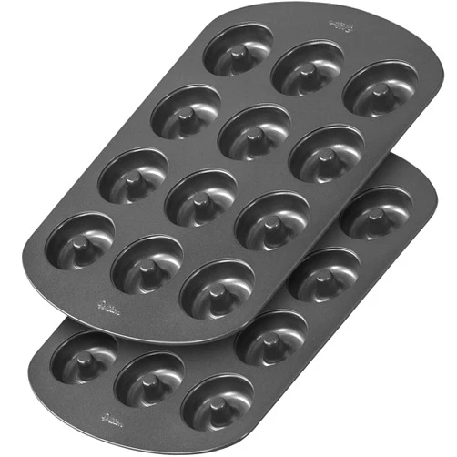 GEEOOLLAH Wilton Mini Donut Pan, 2 Donut Pan for Baking 12 Cavity Each, Ideal Mini Donut Pan for Homemade small Donuts, Versatile Mini Cake Pans for Baking Enthusiasts and Professional Bakers
