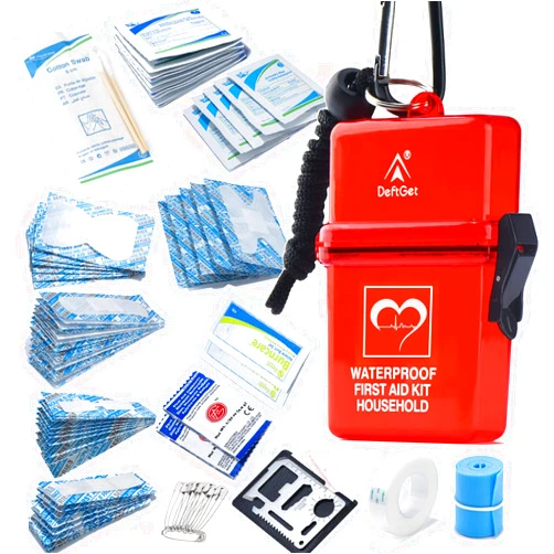 DEFTGET Waterproof First Aid Kit Travel essentials small Emergency Survival Kits mini Durable Lightweight for Minor Injuries Camping Hiking Backpacking, Birthday Gift for Best Friend Sister (Dark-red)
