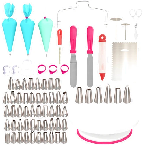 Cakebe Cake Decorating Kit 82 pcs Cake Decorating Tools with Cake Turntable Frosting Piping Kit Piping Bags and Tips Set with 54 Cake Decorating Tips Cake Decorating Set Other Cake Tools and Baking Supplies