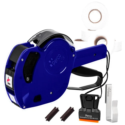 Perco Lite 1 Line Price Gun with Price-Marking Labels Kit — Includes 5,000 Blank White Labels, 1 Gun Clip, 2 Ink Rollers — 1 Ink Roll & Labels Preloaded — Ideal for Retail Pricing, Inventory, and More
