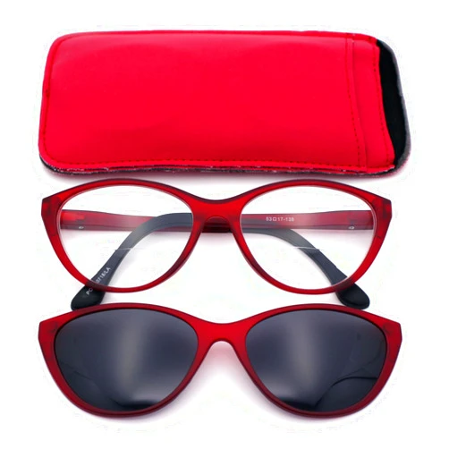 SA106 Cateye Magnetic Clip On Polarized Sunglasses On Bifocal Reading Glasses
