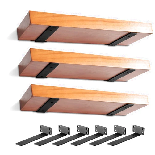 MIUGO 6 Pack Heavy Duty Shelf Brackets 6 inch, Floating Shelf Brackets(1/5”-Thick), L-Shaped Wall Shelf Brackets Hidden & Decorative Shelf Bracket Black