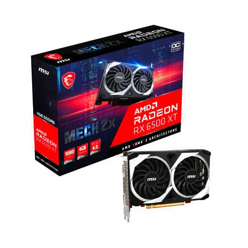 MSI Gaming AMD Radeon RX 6500 XT 64-bit 4GB GDDR6 DP/HDMI PCIe 4 Torx Twin Fans FreeSync DirectX 12 VR Ready OC Graphics Card (RX 6500 XT MECH 2X 4G OC)