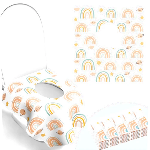 POIKSHARK 30 Pack Toilet Seat Covers Disposable, Individually Wrapped for Travel, Large Waterproof Potty Covers for Kids and Adults,Toddler Potty Training for Public Restroom, Airplane, Trip - Rainbow