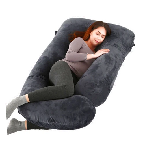 ALLOPERA Pregnancy Pillow, Full Body 57 Inch Maternity Pillow with Removable Washable Cover - Sleep Support for Legs, Back, Neck, Shoulder, HIPS, Belly for Pregnent Women, Black Grey Velvet Cover