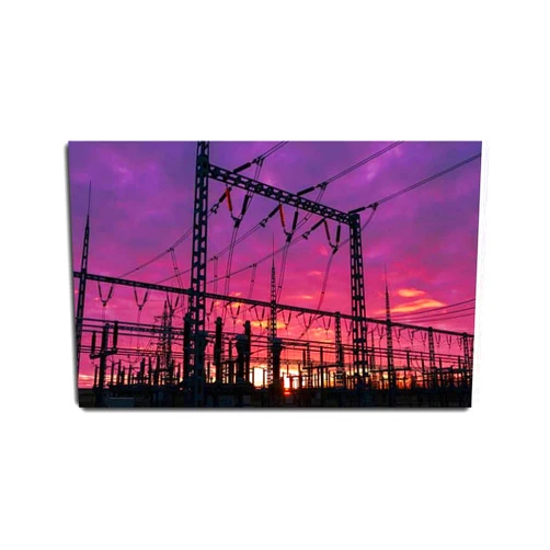 VIUBGCPS Canvas Print Pictures Wall Art Painting Substation on The Dramatic Sky Background Framed & Stretched Posters Ready to Hang Home Decor Artworks - 20x32inch