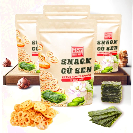 Amazin Choices Snack Viet- Healthy Snack- Study Snack- Party Snack- An Delicious Vietnamese Lotus Root Seaweed Flavor Snack Variety Pack- Pack of 4 (7.05oz)
