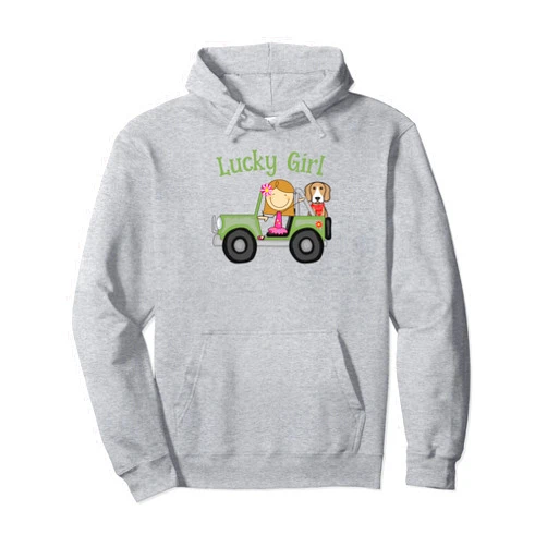 Wattever Tees Lucky Girl And Dog Pullover Hoodie