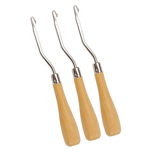 YTBYT 3 Pcs 6.5 Inch Wooden Bent Latch Hook Supplies Tool for Rug Making and Other Crafts