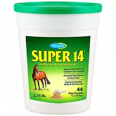 Farnam Store Farnam Super 14 Healthy Skin & Coat Supplement for Horses, Keeps Coats Shiny & Gleaming Year-Round 2.75 Pound, 44 Day Supply