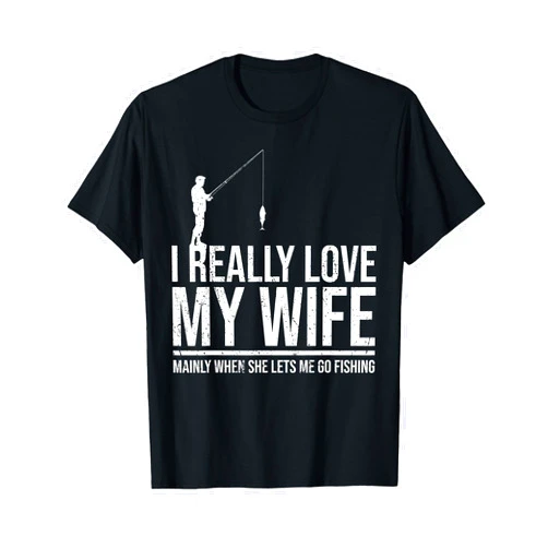 Angeln Frau Liebe Lustig Fischer Jagd Ehemann Ich Liebe Es, Wenn Meine Frau Mich Angelst T-Shirt