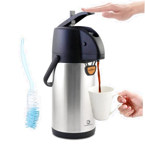 TOMAKEIT Airpot Coffee Carafe Thermal 3L(102 Oz) Insulated Stainless Steel Large Beverage Dispenser Lever Action For Hot/Cold Water