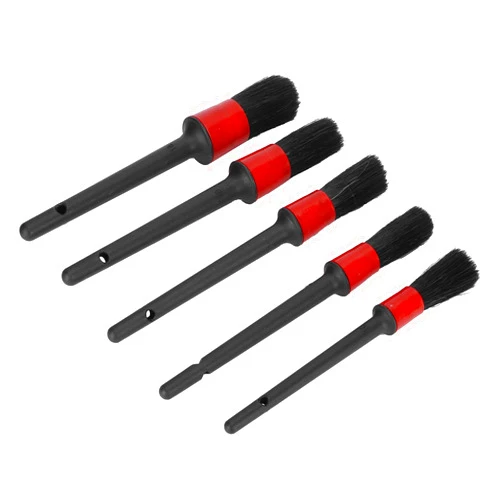 GHMOZ 5 of car Detail Brush Set, Super Soft Without Hurting The car Detail Brush Cleaning kit, Used to Clean The Wheel Vents, Engine red + Black