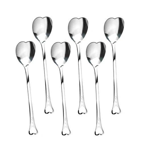 The Little Green Change Tea Spoons Set of 6 Heart Shaped Spoon - Dessert Spoons Set Heart Shaped Spoons Stainless Steel Cute Spoons Mini Ice Cream Spoons - Cute Spoon Heart Coffee Spoons Set Heart Shape Spoon Heart Tea Set