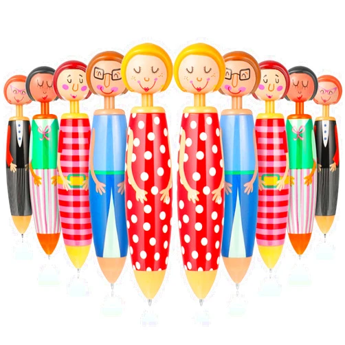 Outus 10 Pieces Doll Shape Ballpoint Pens Cartoon Doll Retractable Roller Ball Pens Cute Doll Point Pen 0.7 mm Blue Ink Cartoon Ball Pen Office School Stationery Supplies for Mother's Day Present