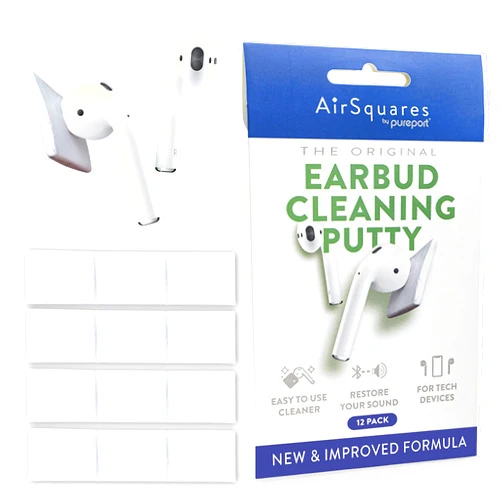 AirSquares Earbud Cleaning Putty - The Original - AirPod Cleaner Kit | Remove Wax, Dirt & Gunk from The Speaker Grille & Other Surfaces of AirPods, Earbuds & Tech Devices | (12-Pack)