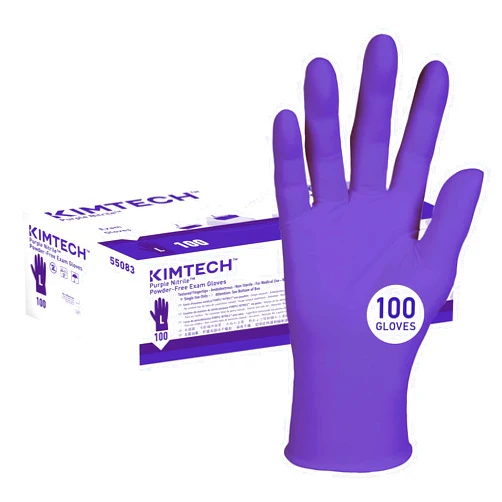 Kimtech™ Purple Nitrile™ Exam Gloves (55083), 5.9 Mil, Ambidextrous, 9.5”, Large, 100 Nitrile Gloves / Box