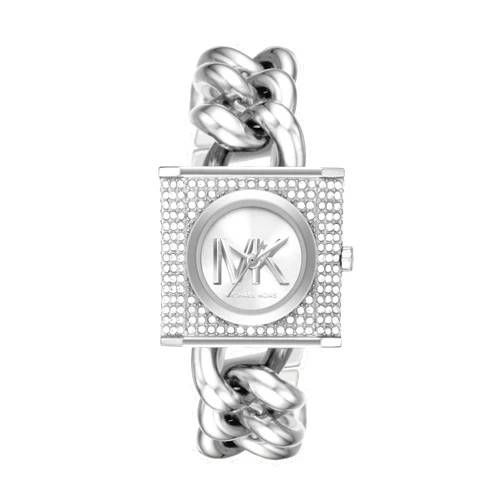 Michael Kors MK Chain Lock Women's Watch, Stainless Steel and Pavé Crystal Watch for Women