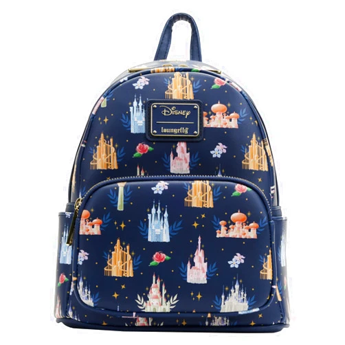 Loungefly Disney Princesses Castles All Over Print Womens Double Strap Shoulder Bag Purse