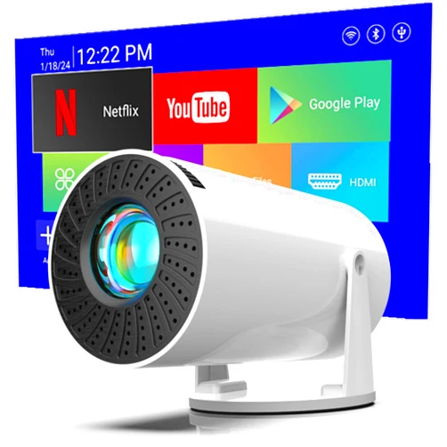 FOSENHL Mini video Projector true 4K support with WiFi and Bluetooth,1080P, Android 11.0 TV OS,180° Rotatable,150'' Screen,Netflix, YouTube, HDMI, USB flash driver,iPhone and Android Phone laptop Compatible
