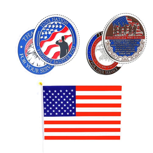 Matreeglam Military Challenge Gifts Thank You for Your Service, Veterans Gifts, Military Retirement Gifts with Patriotic American Flag