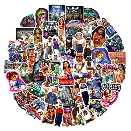 SVGDHZK Homies Stickers,100PCs Cool Aesthetic Vinyl Chicano Graffiti Hip Hop Bro Stickers Water Bottle Hydro Flask Car Motorcycle Skateboard Party Decor for Kids Teens and Adults (Homies)