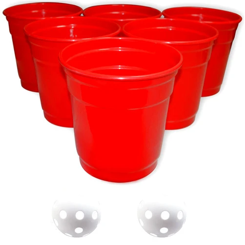 Foreverkeyu Large Giant Yard Pong Outdoor Game Set with 6 Buckets9'',2 Balls,1 Mesh Bag,Yard Bucket Toss Pong Set Cup Pong Throwing Game for Family,Party,Beach, Wedding,Campling,Lawn,Indoor,Outdoor