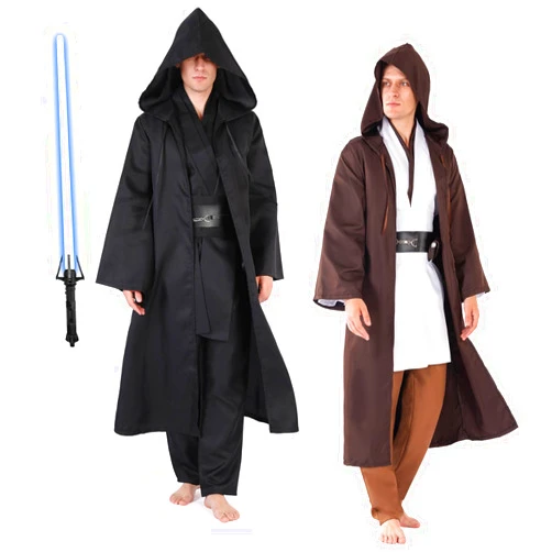 Hqroidd Men's Knight Costume Luke Robe Skywalker Role Play Cloak Outfits Master Tunic Hooded Cape Full Sets Halloween