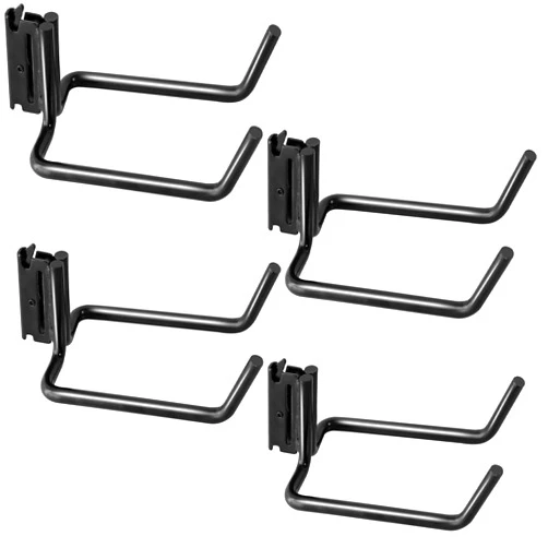 ATOLS 4-Pack E Track Double J Hooks – Heavy Duty Steel E-Track Tool Holder & Accessories for Trailers, Trucks, Garage, Warehouse – Shovel Hanger for Long Handled Tools