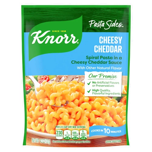 Knorr Pasta Sides Cheesy Cheddar Rotini For Delicious Quick Pasta Side Dishes No Artificial Flavors, No Preservatives, No Added MSG 4.3 oz