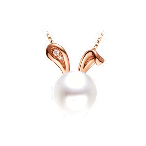 Smartown Easter Bunny Rabbit Pendant Cultured Pearls Necklace for Women Teen Girls S925 Sterling Silver Delicate Animal Jewelry Gifts for Daughter