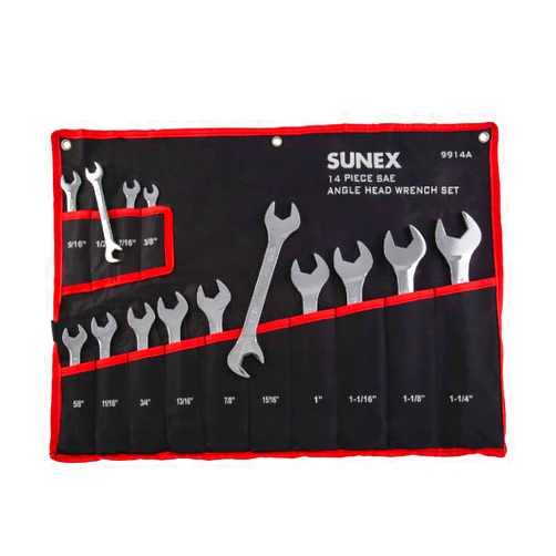Sunex Tools Sunex 9914A 14 Piece Angle Head SAE Wrench Set (FULL POLISH) CRV