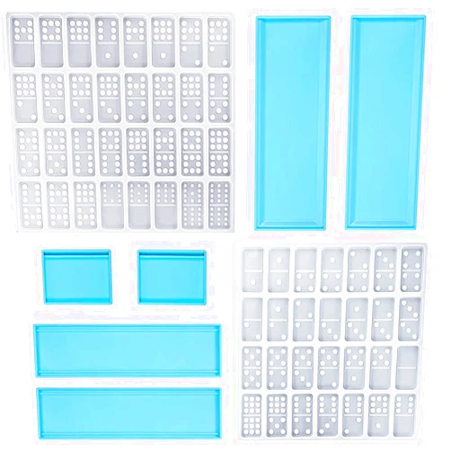 CNYMANY 3 Packs Domino Molds and Dominoes Box Molds, CNYMANY 60 Cavities Double 9 Silicone Epoxy Resin Casting Jumbo Mold Clay Mold Storage Box Mold for DIY Pendant Jewelry Crafts Making Tool