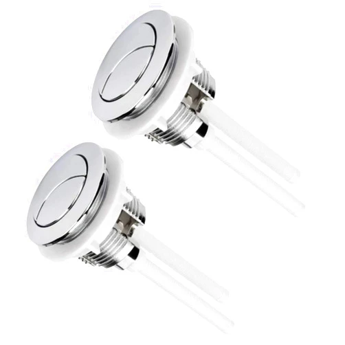 CUCUFA Toilet Flush Button 2 Pcs Standard 38 mm Toilet Buttons with Four Rods Dual Push Button Toilet Flush Button for Toilet Closestool Cistern Replacement Accessories (Silver)
