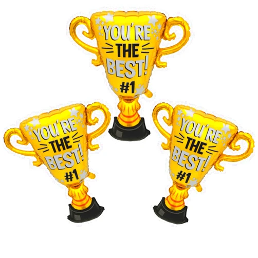 PETIT MANON 3PCS 29inch Gold Champion Foil Balloons for Olympic Themed Party Decorations,Champion Trophy Aluminum Foil Balloon for Games Sports First Prize Basketball Soccer Football Birthday Olympics Party