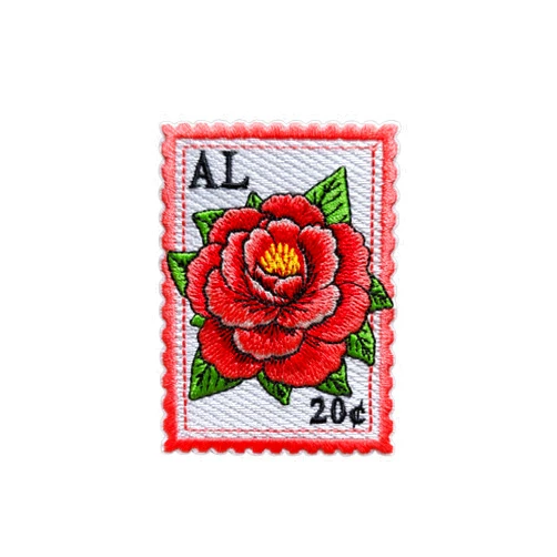 ROISEPOSIE Alabama Camellia State Flower Patch, Stamp 3 Inches Iron On/Sew On Embroidered Applique Fabric Aesthetic Floral Patches for Clothes Backpacks Hat Jeans, Vintage Flower Patches for Boy Girl