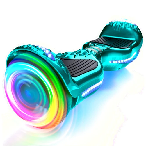 XERATH All terrain hoverboard with bright LED lights and flashing wheels,self balancing scooters with Bluetooth Speakers,UL2272 Safety Certification kids hoverboard ages 6-12 and teen(TURQUOISE)