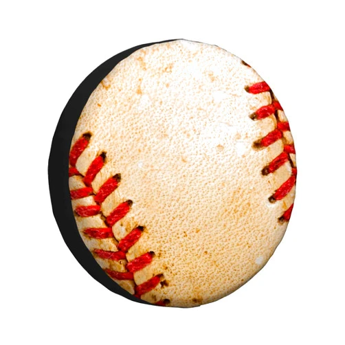 MIYASANG Baseball Spare Tire Cover Old Leather Worn Sport Ball Red Lines Texture Weatherproof Universal Wheel Protectors Camper Tire Covers for Trailer Rv Travel(17 inch)