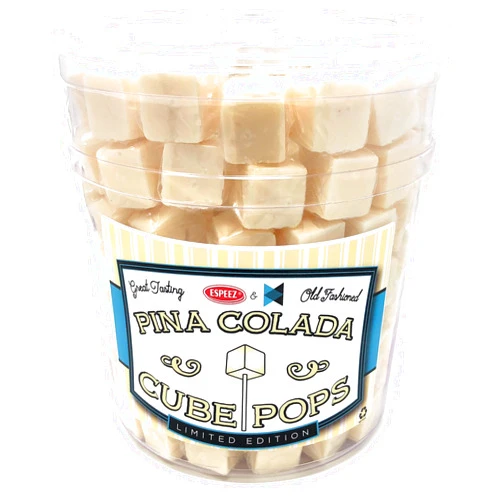 Espeez Hard Candy Cube Lollipop Suckers: Individually Wrapped Flavored Sucker Pack by Espeez - Old Fashioned Square Party Pops in Bulk - Pina Colada, 100 Count