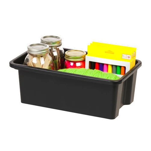 IRIS USA Plastic Storage Bins Containers Small, 4 Pack, Stackable Sensory Bin, Craft Storage, Craft Organizers and Storage, Organizing Container for Home, Office and School Supplies, Stackable, Black