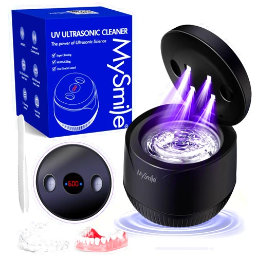 MySmile Ultrasonic Retainer Cleaner, 45kHz Retainer Cleaner Machine with Digital Timer, 200ML Portable Ultrasonic Retainer Jewelry Cleaner for Dentures, Aligner, Braces, Mouth Guard