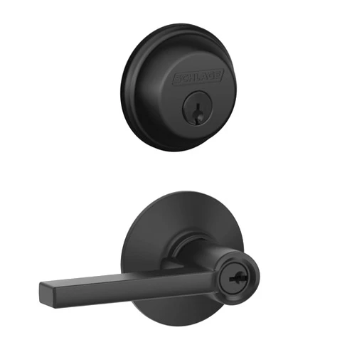 Schlage FB50 N G LAT 622 Single Cylinder Deadbolt and Keyed Entry Latitude Lever, Matte Black