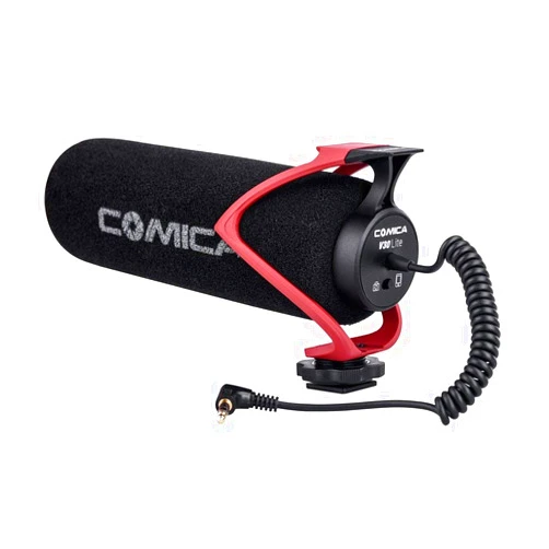 comica CVM-V30 LITE Video Microphone,Super-Cardioid Condenser On-Camera Shotgun Microphone for Canon Nikon Sony Panasonic DSLR Cameras,Mic for iPhone Android Smartphone with 3.5mm Jack(Red)