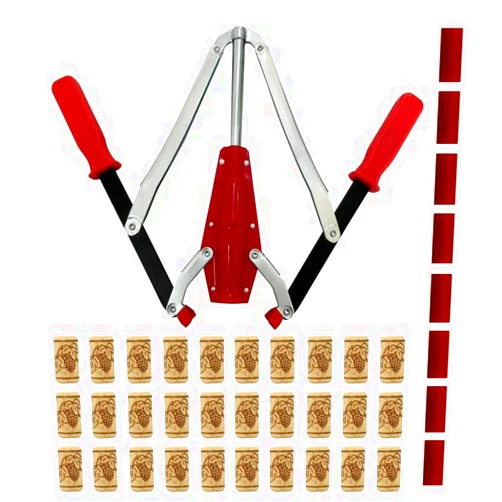 WENNING Manual Wine Bottle Double Lever Hand Corker Wine Corker with 30 count Wine Corks for Home Brewing