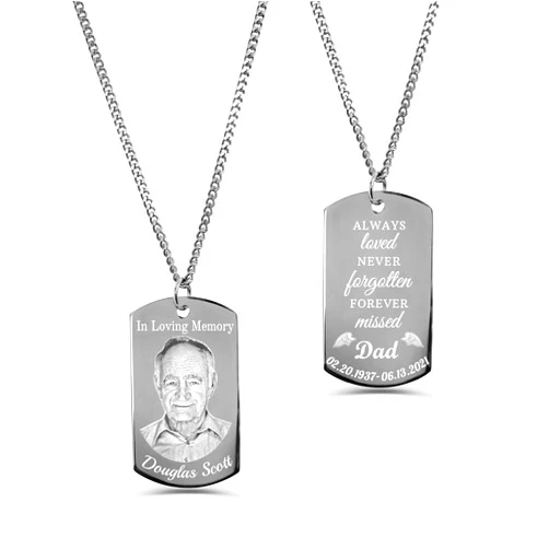 SHUNHAO Dog Tag Photo Necklace Custom Photo Memorial Necklace Personalized Jewelry Gift Pendant for Men Women